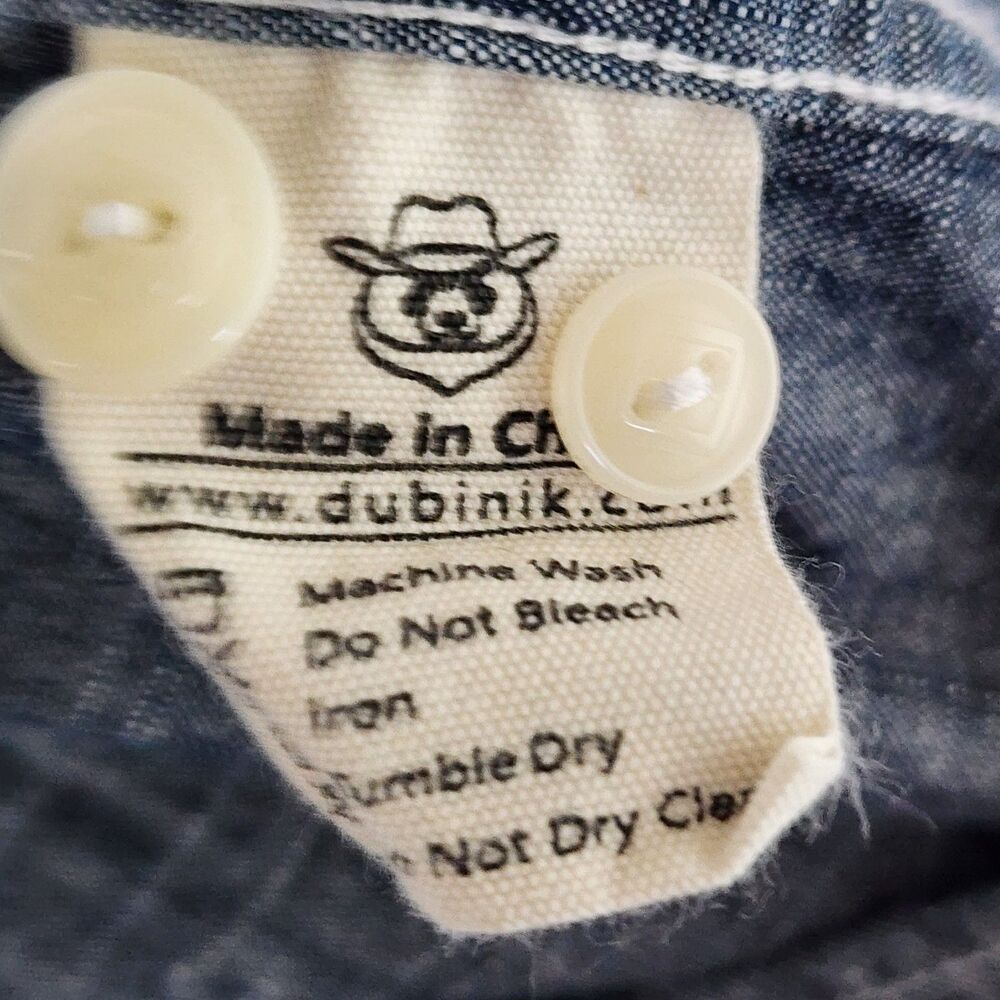 Dubinik XL Customized Version Denim Chambray Shirt Blue Long Sleeve Cotton Panda - Picture 15 of 16